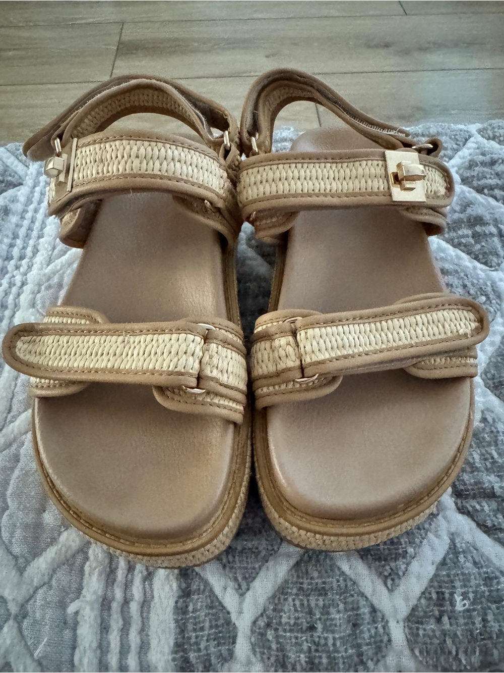 Women's Tan Woven Strap Sandals